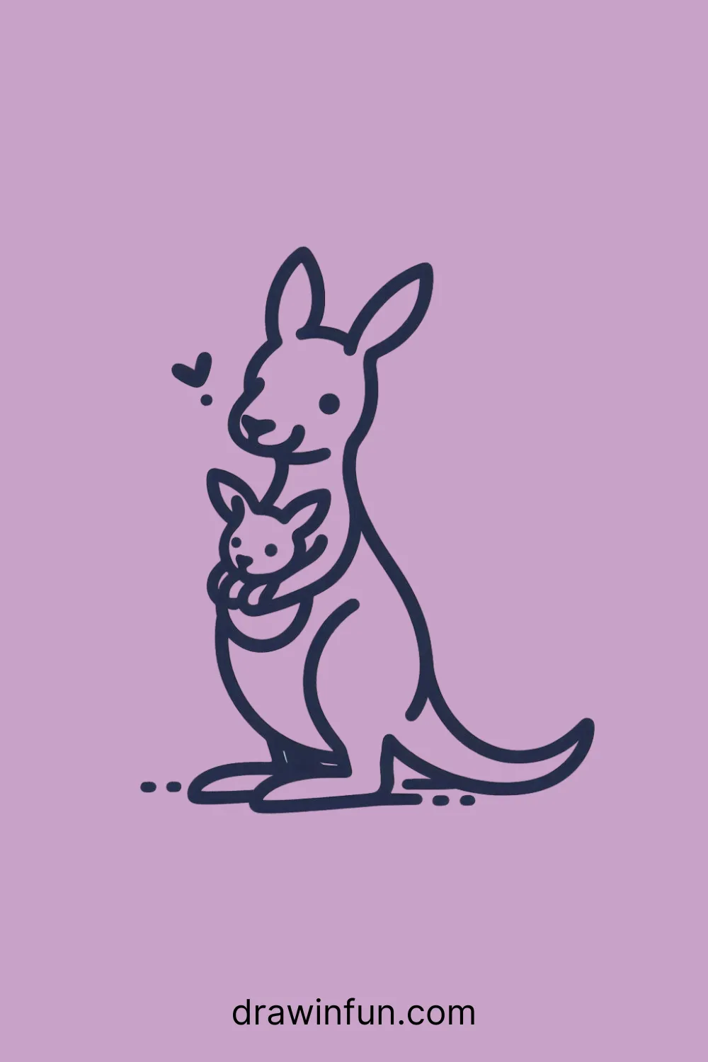 A kangaroo holding a joey easy drawing