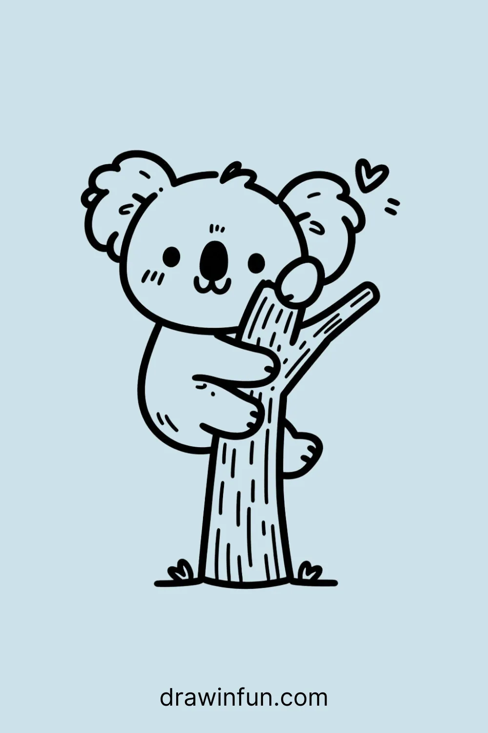 A koala climbing up a tree easy drawing