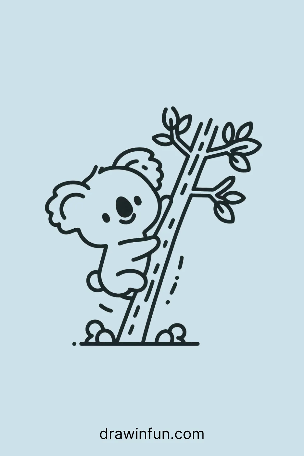 A koala climbing up a tree easy drawing