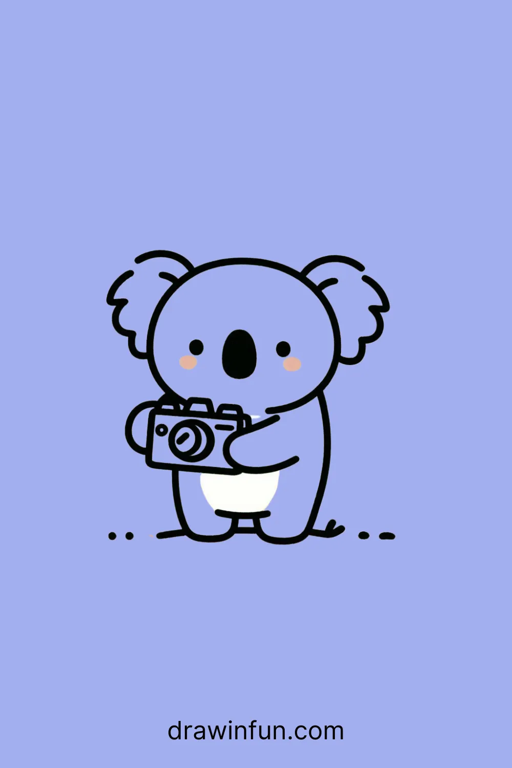 A koala holding a small camera easy drawing