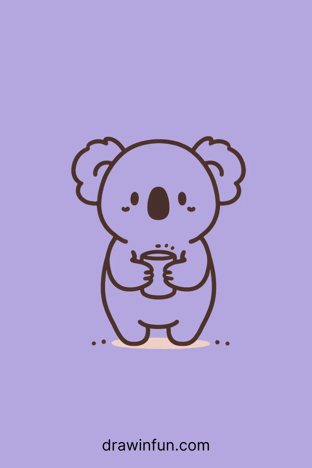 A koala holding a small cup easy drawing