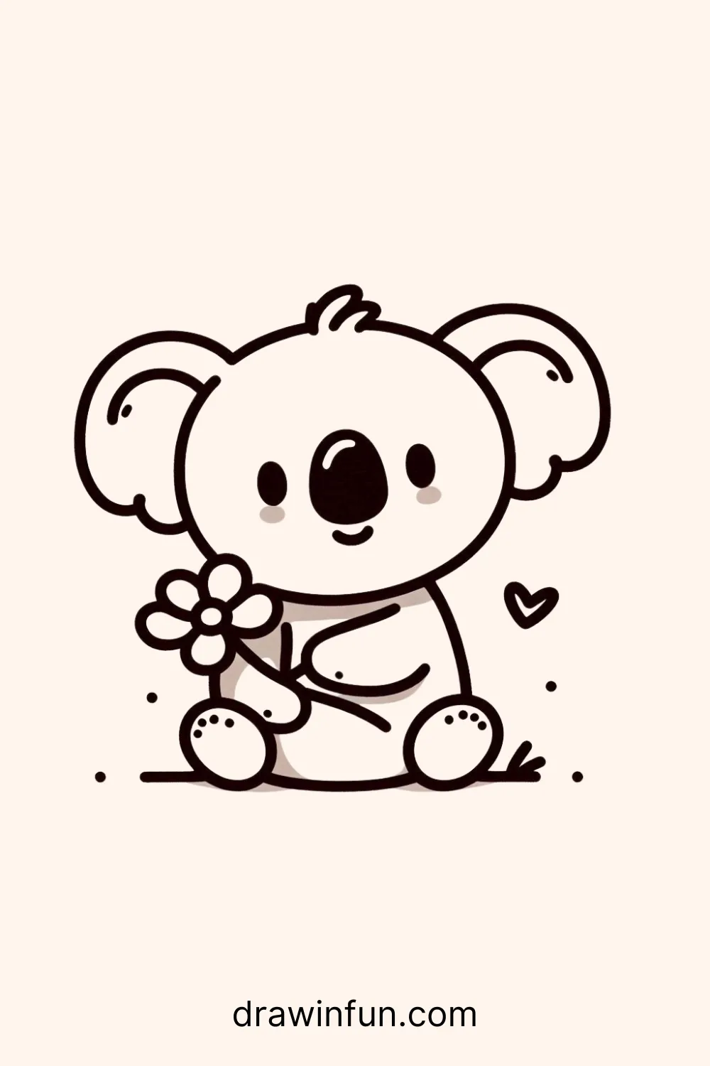 A koala holding a flower easy drawing