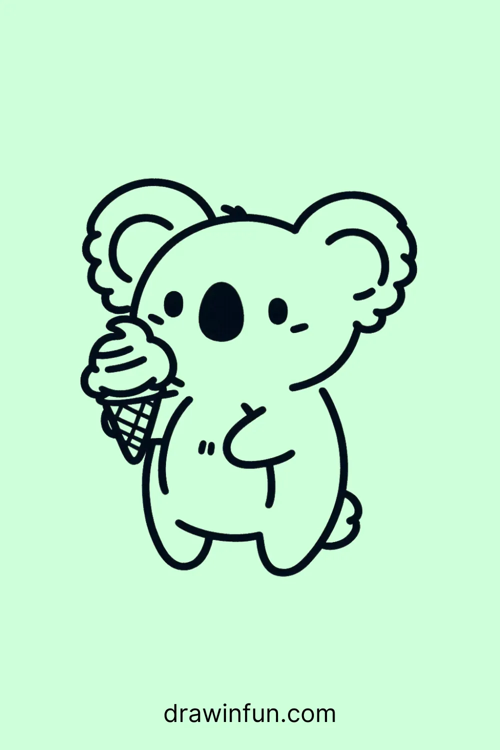 A koala holding an ice cream cone easy drawing