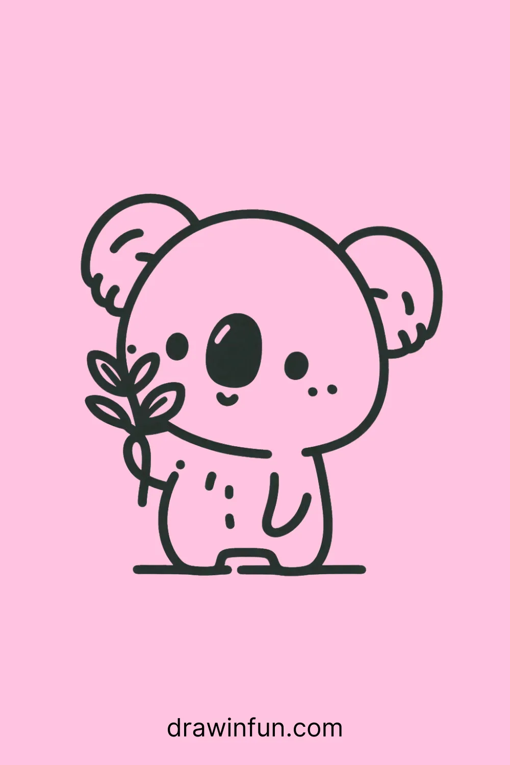 A koala holding a small leaf easy drawing