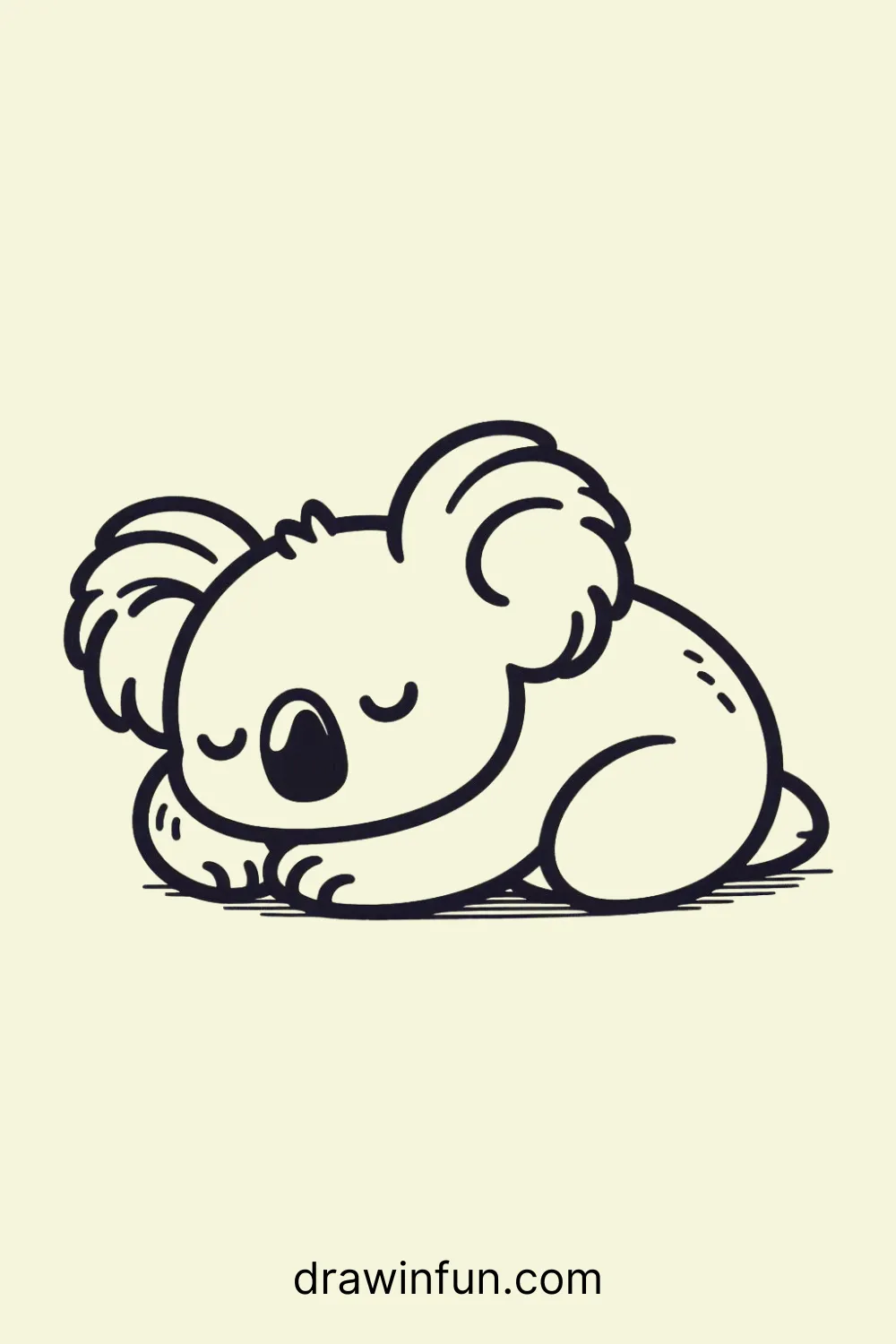 A koala resting with its head on its paws easy drawing