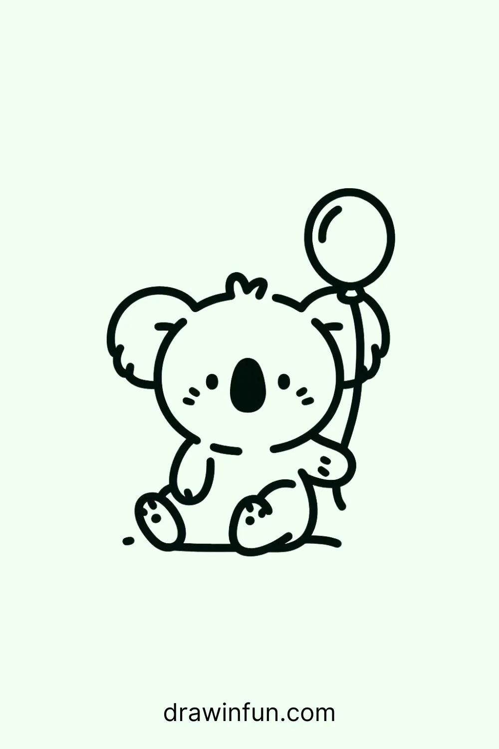 A koala holding a balloon easy drawing