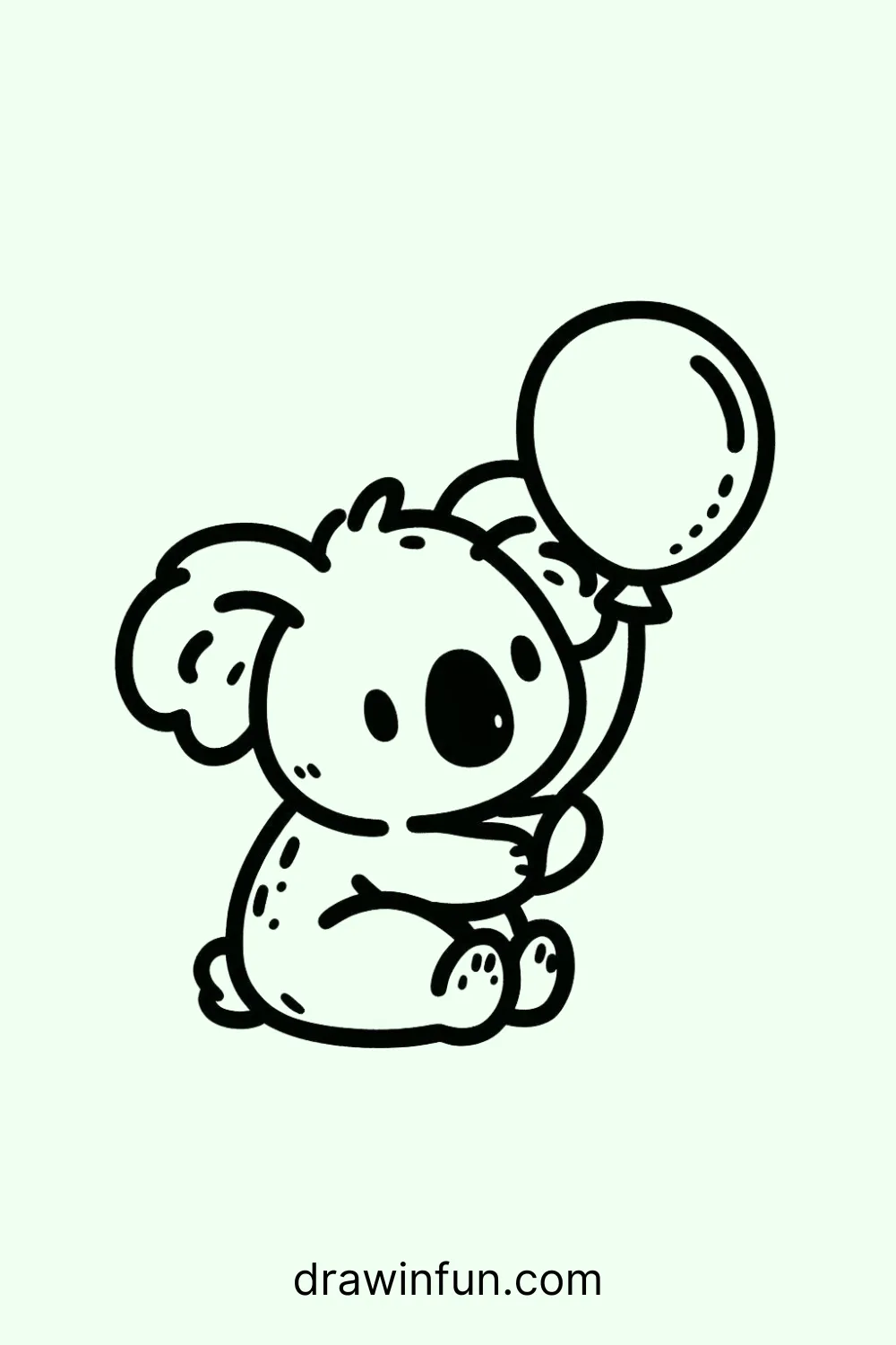 A koala holding a balloon easy drawing