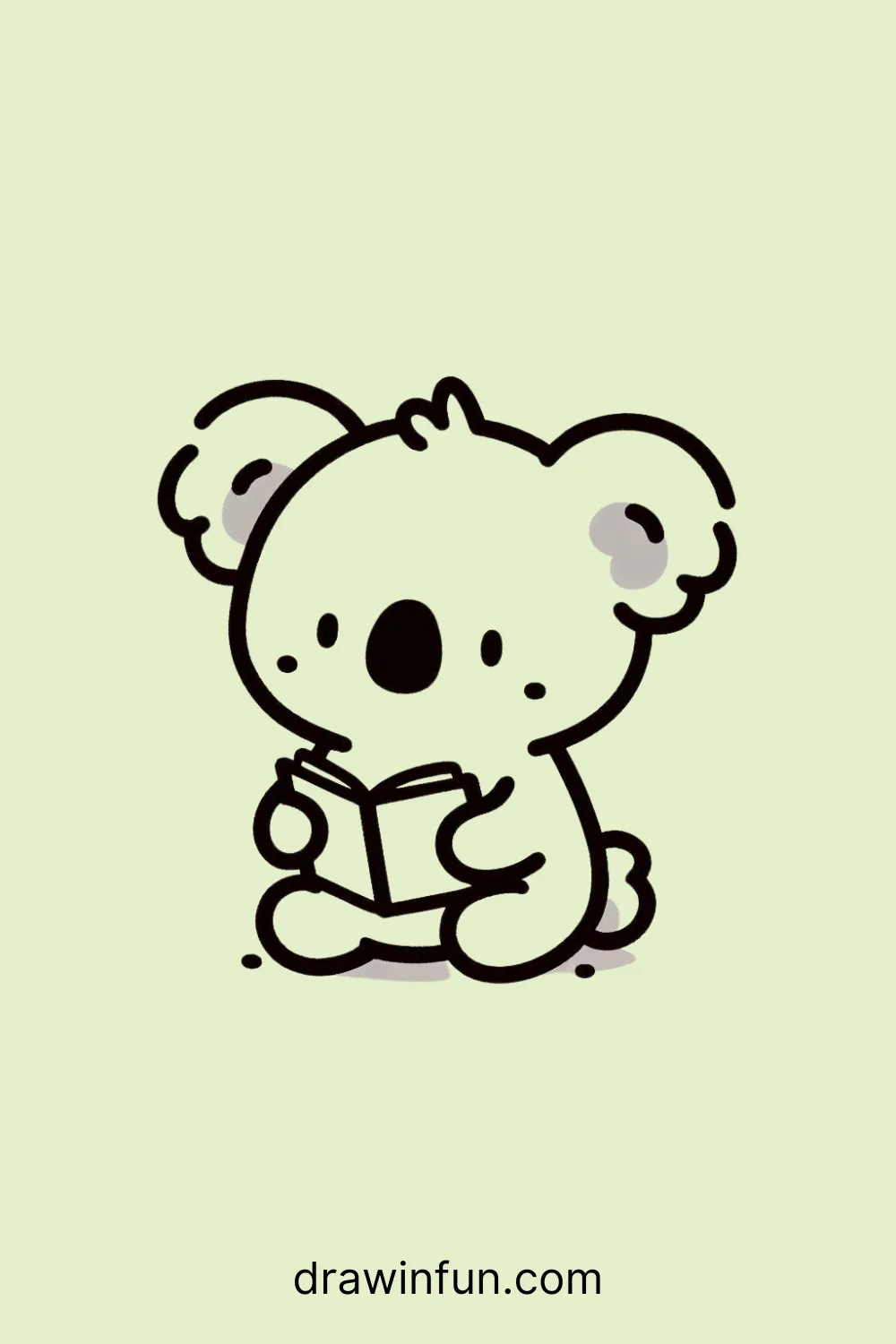 A koala holding a small book easy drawing