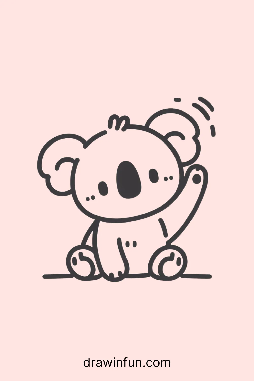 A koala sitting and waving easy drawing