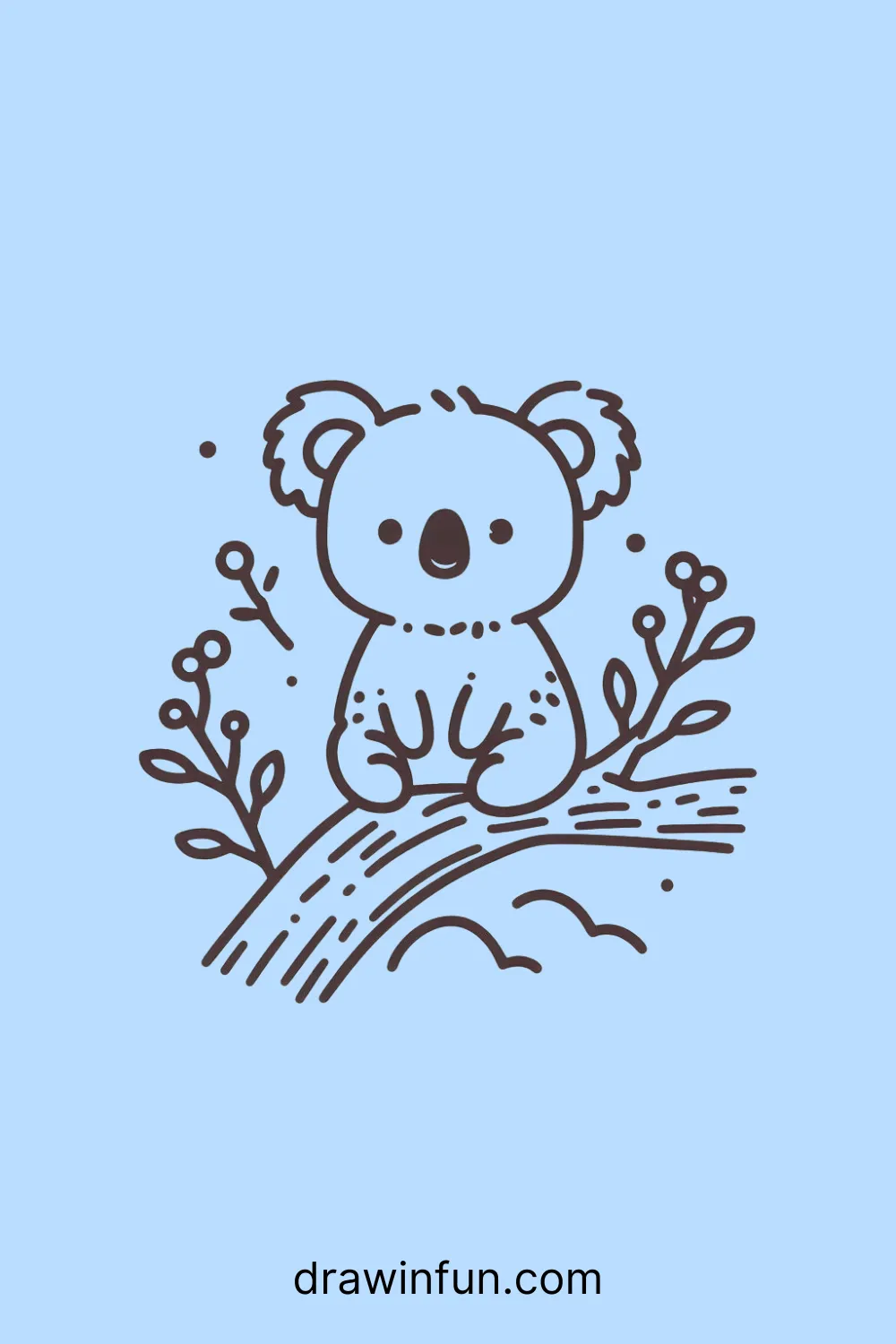 A koala sitting on a tree branch easy drawing