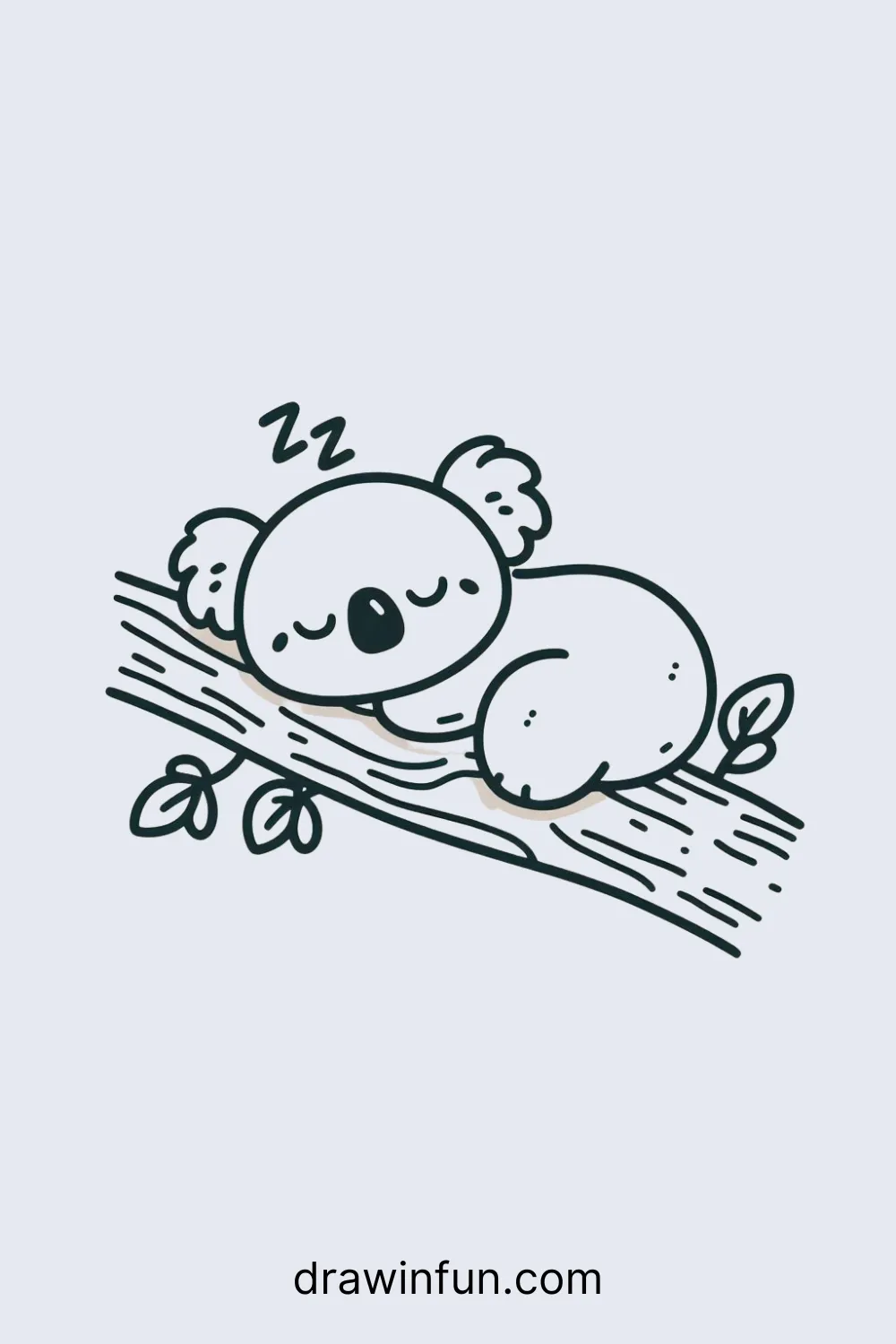 A koala sleeping on a branch easy drawing