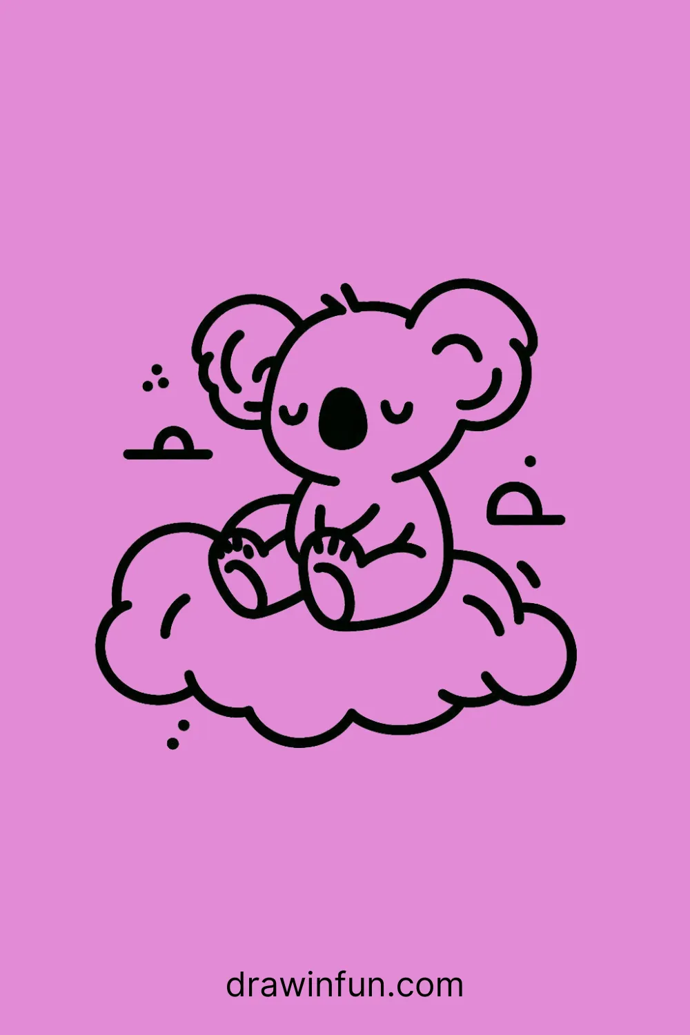 A koala sitting on a cloud easy drawing