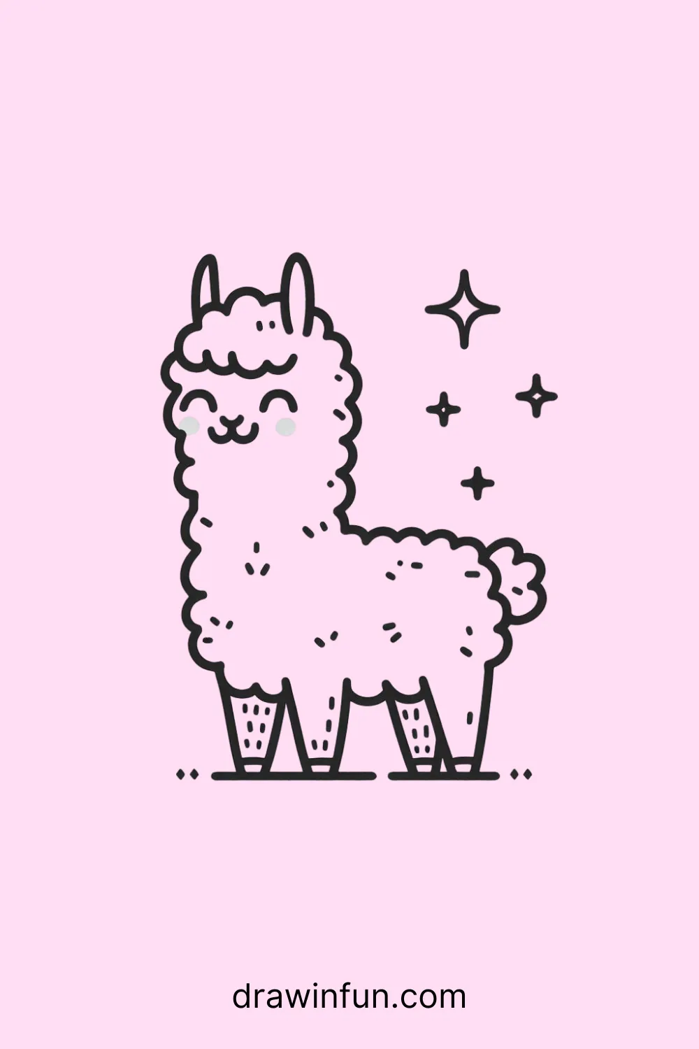 A llama standing with a playful smile easy drawing