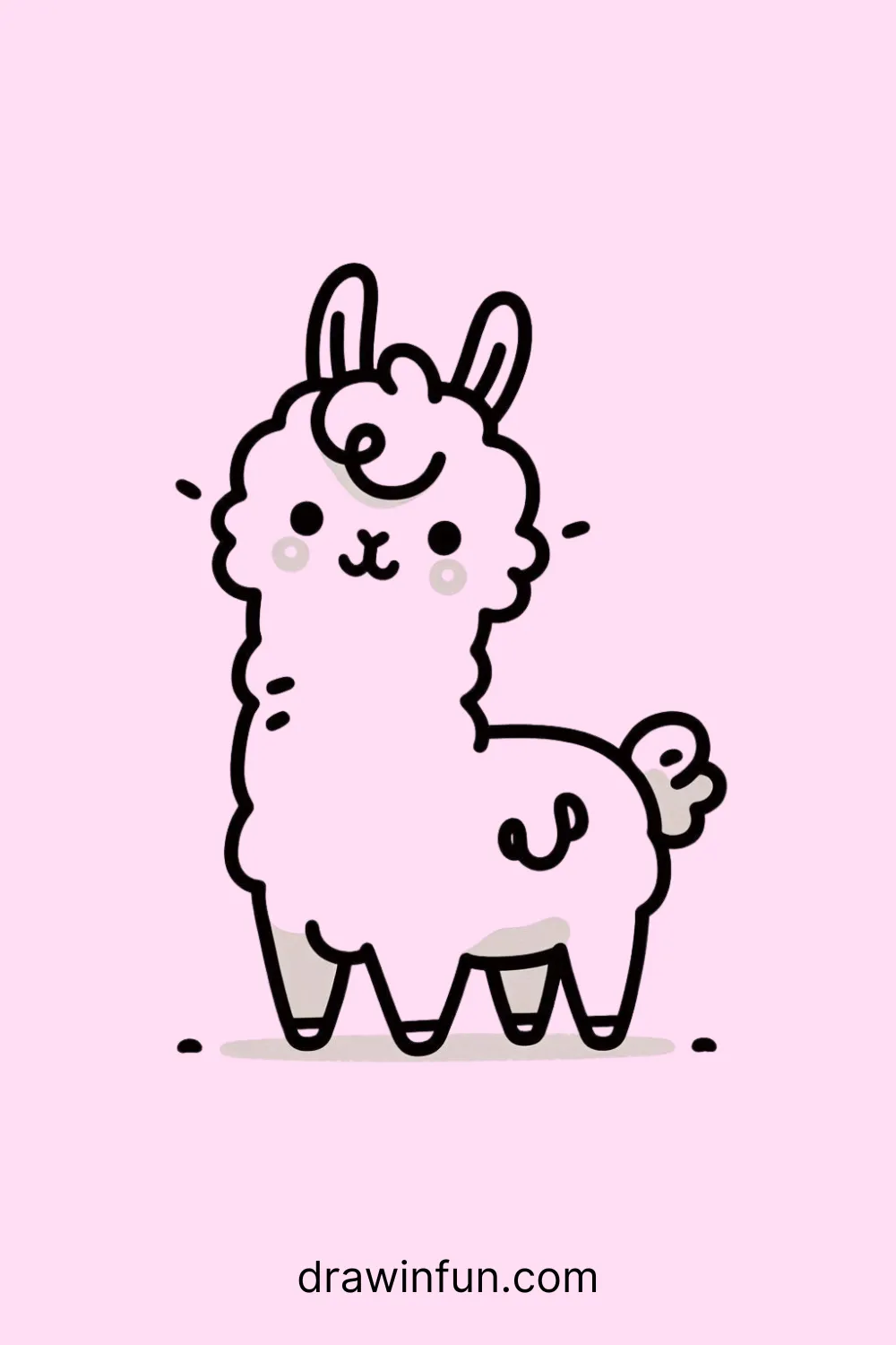 A llama standing with a playful smile easy drawing