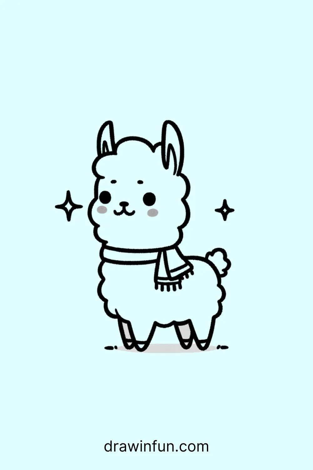 A llama wearing a small scarf easy drawing