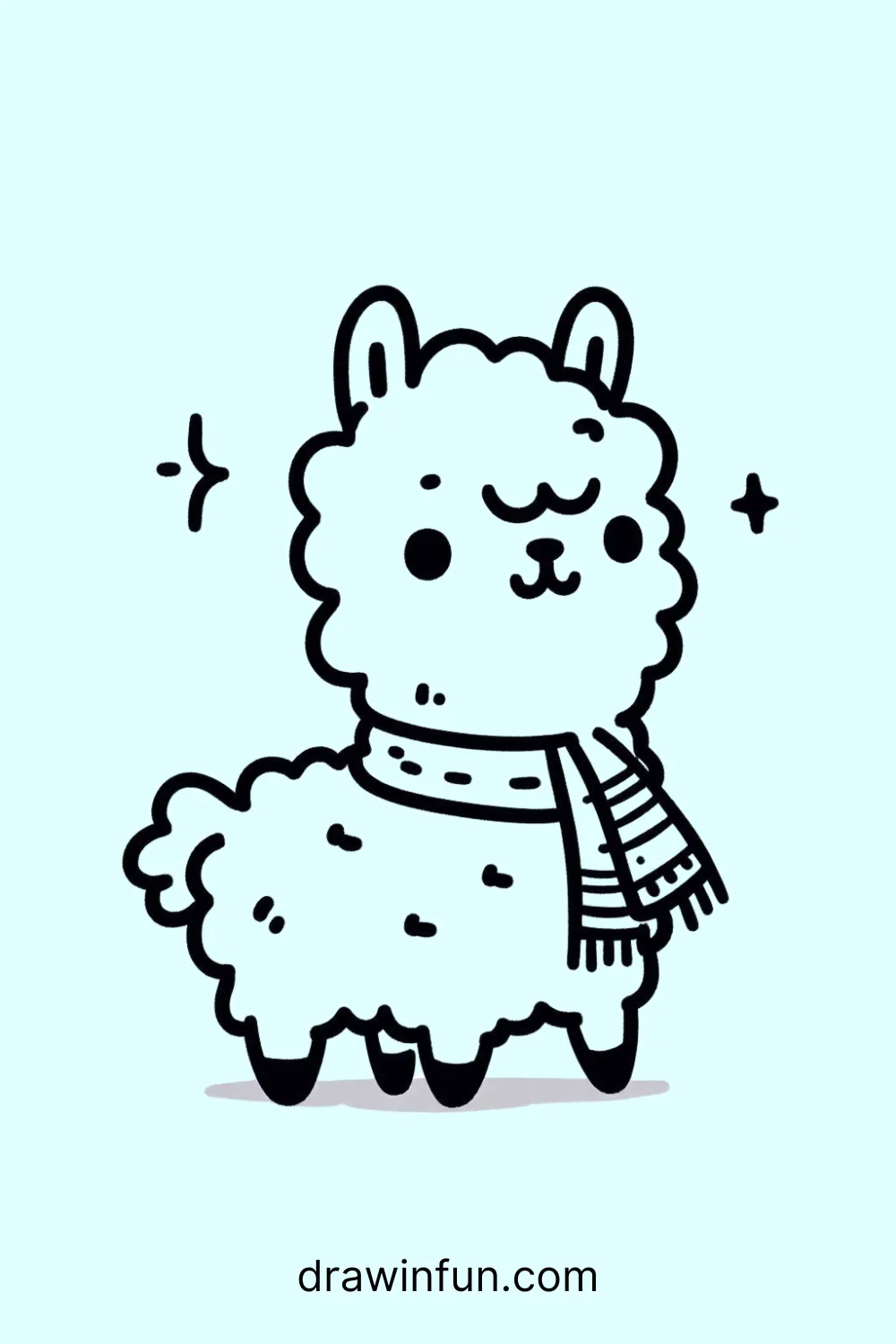 A llama wearing a small scarf easy drawing