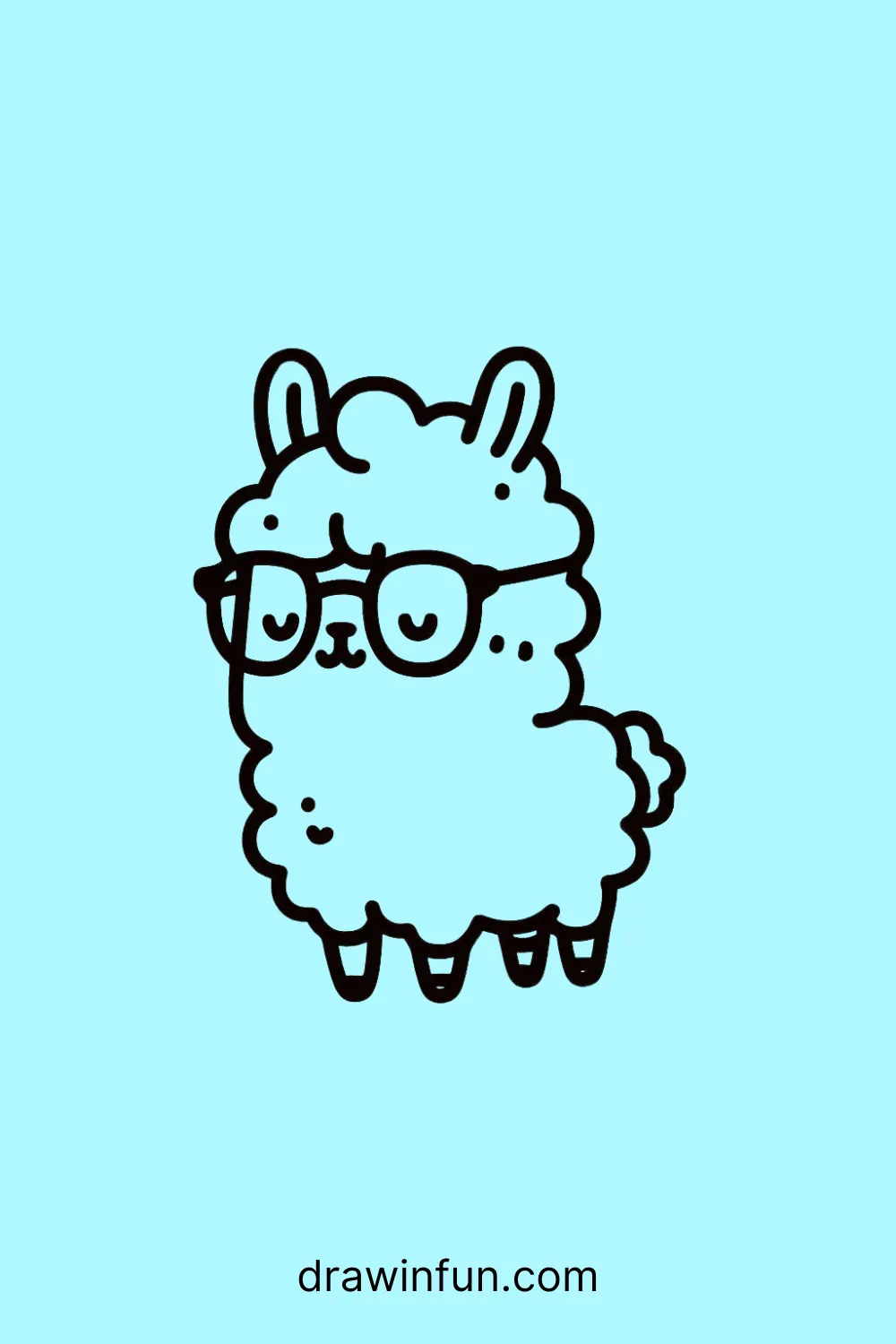 A llama wearing small glasses easy drawing