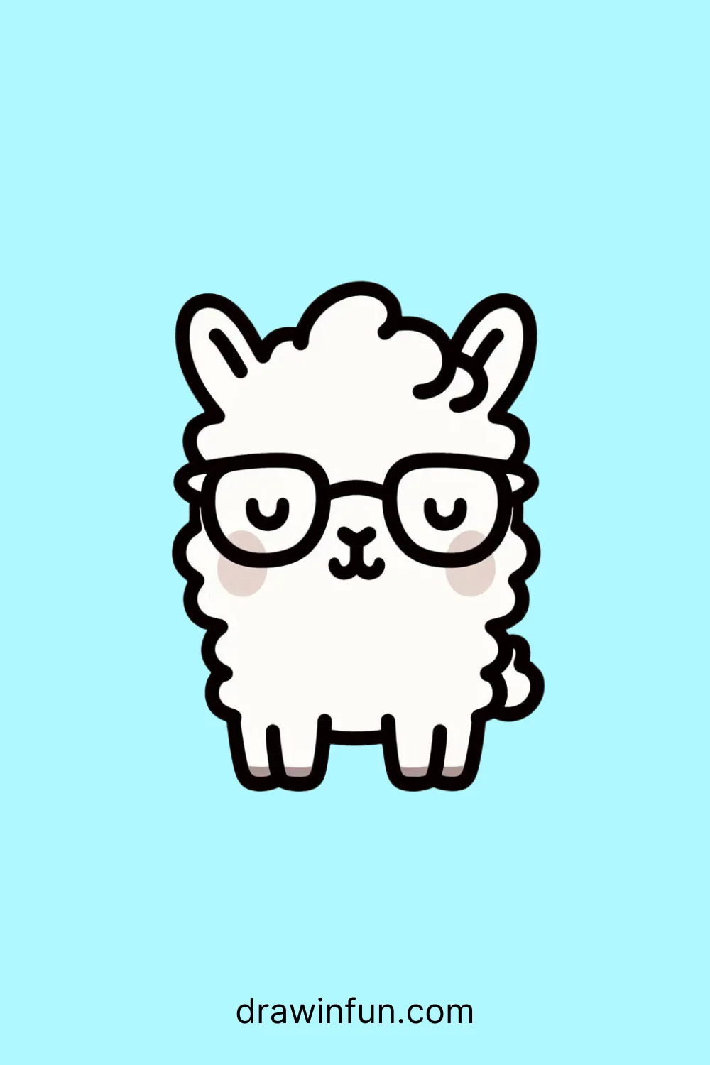 A llama wearing small glasses easy drawing