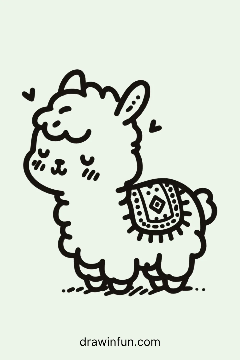 A llama with a cute blanket easy drawing