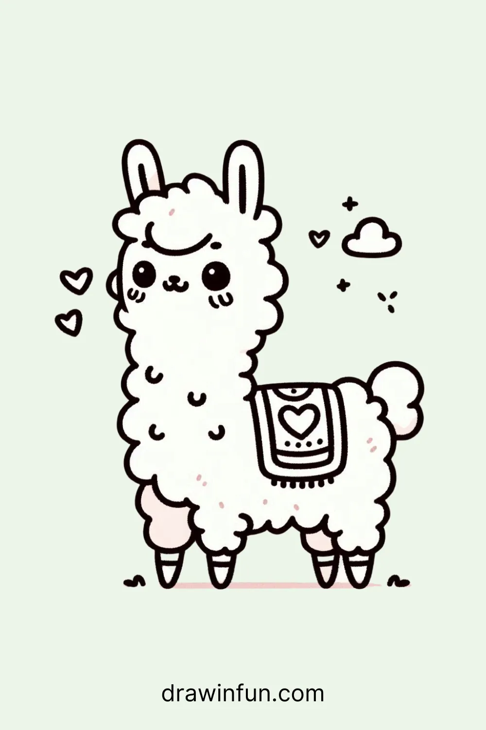 A llama with a cute blanket easy drawing