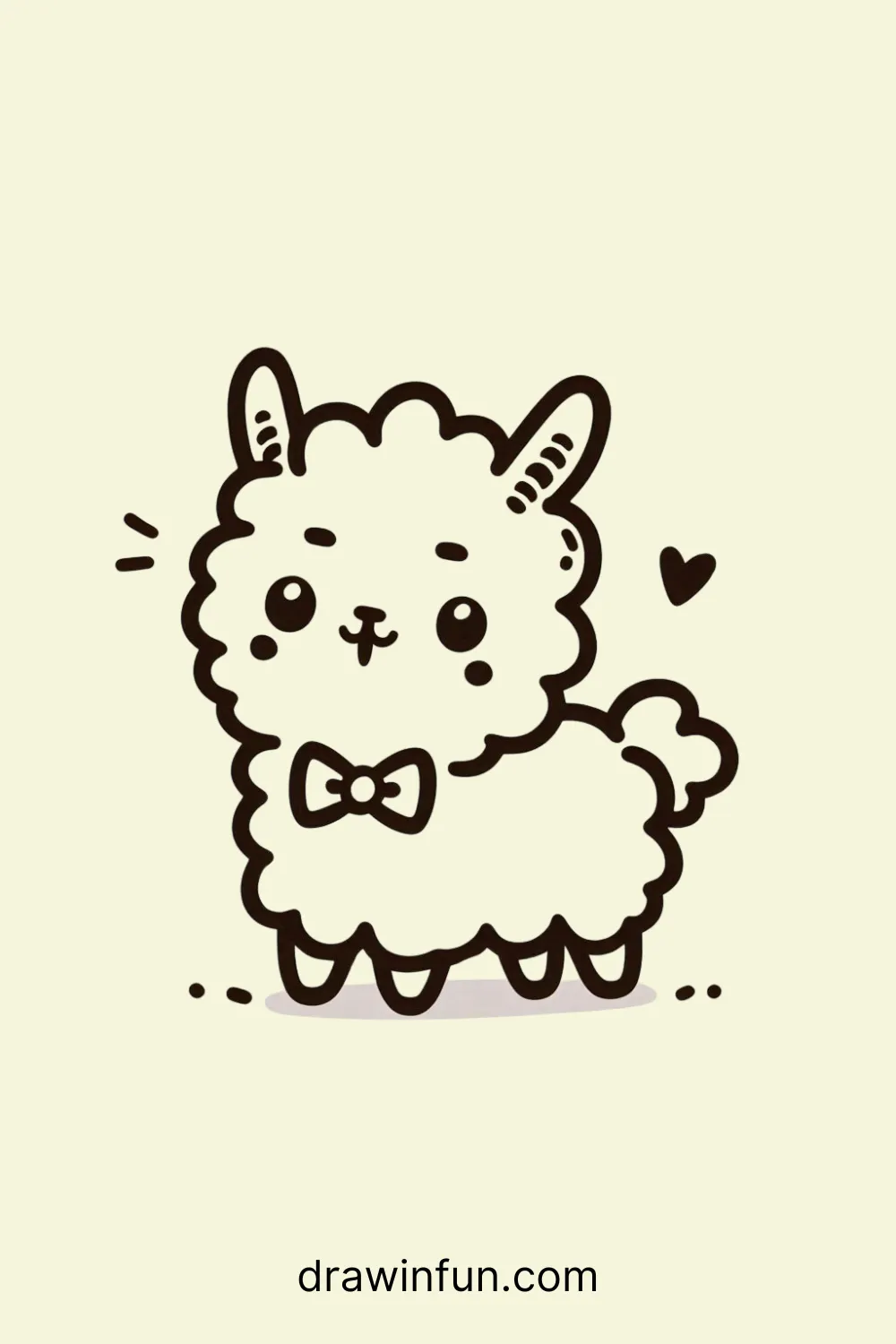 A llama with a cute bow tie easy drawing