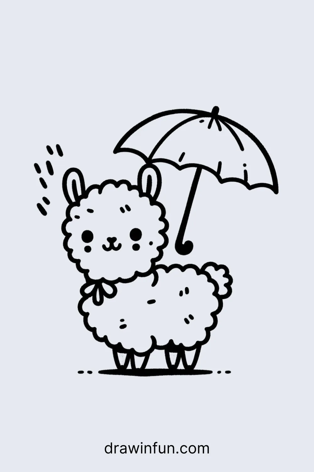 A llama with a cute umbrella easy drawing