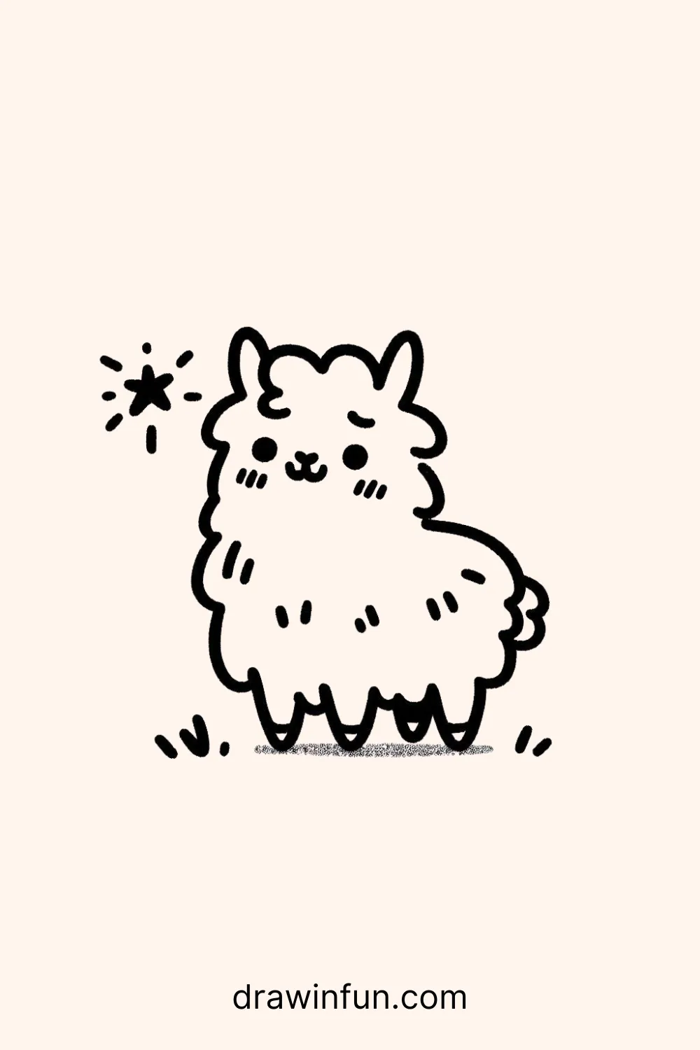 A llama looking at a tiny star easy drawing