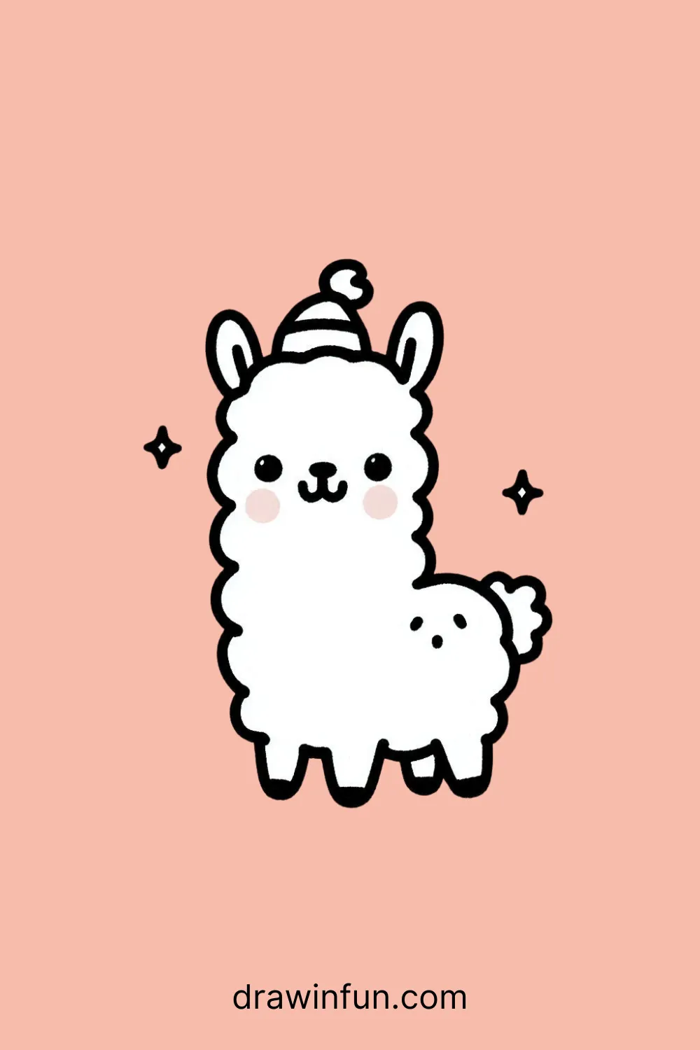 A llama with a happy expression easy drawing