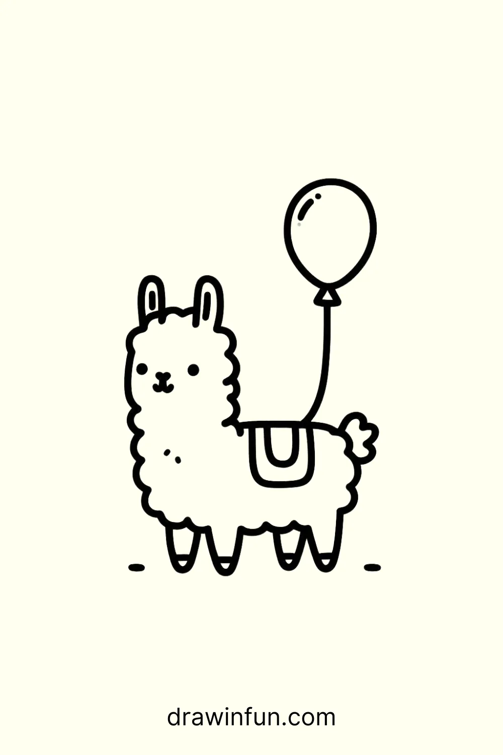 A llama with a small balloon easy drawing