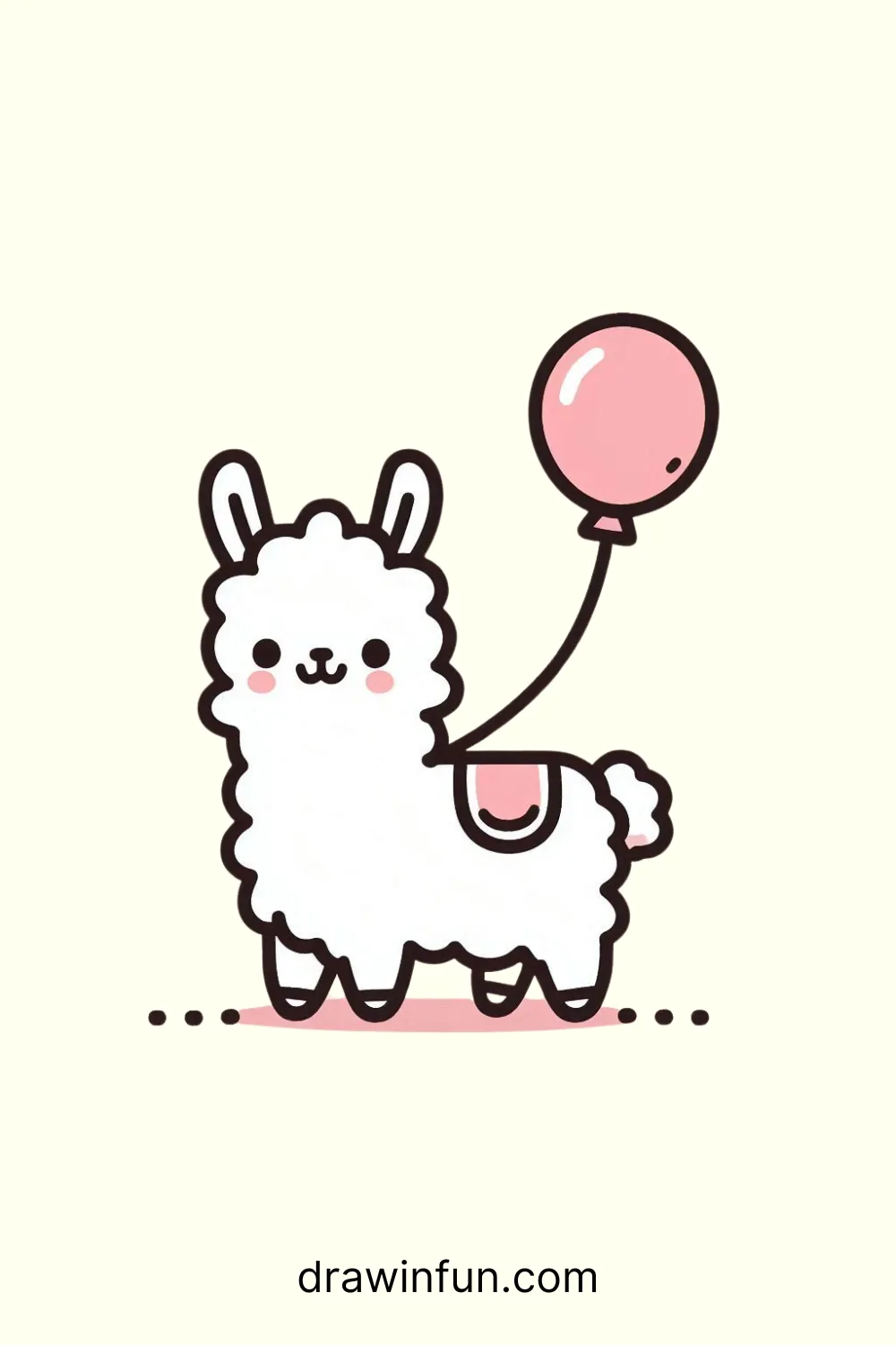 A llama with a small balloon easy drawing