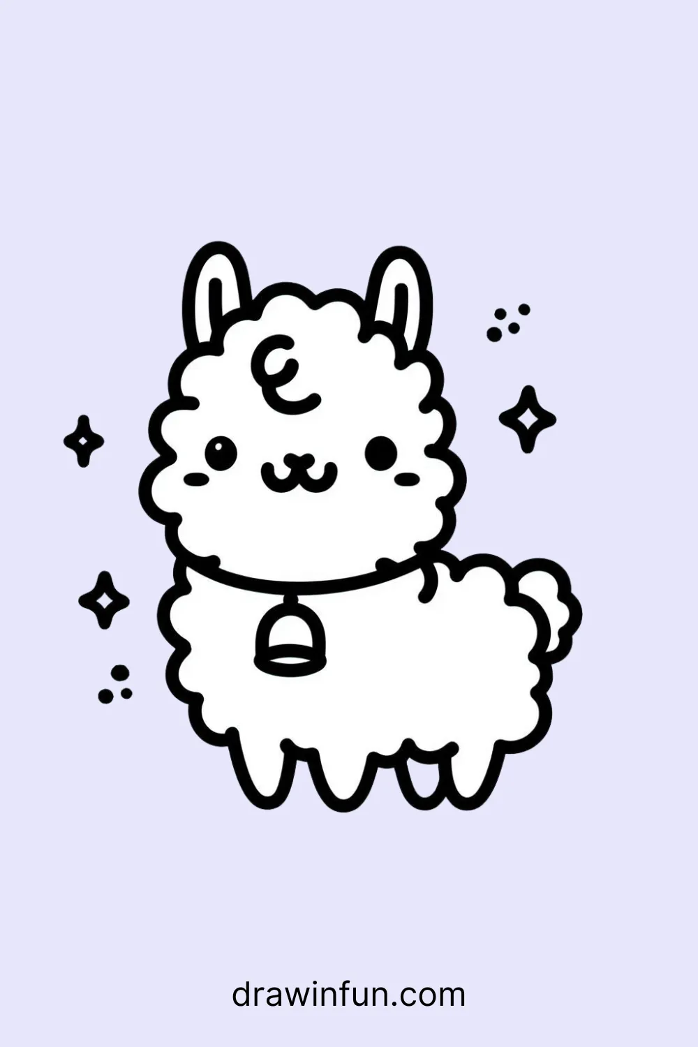 A llama with a small bell easy drawing