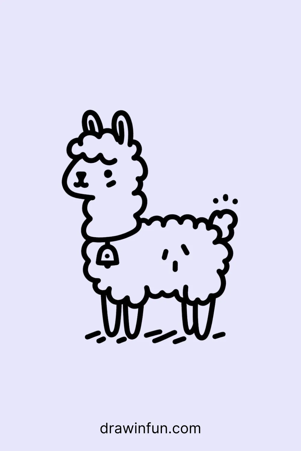 A llama with a small bell easy drawing