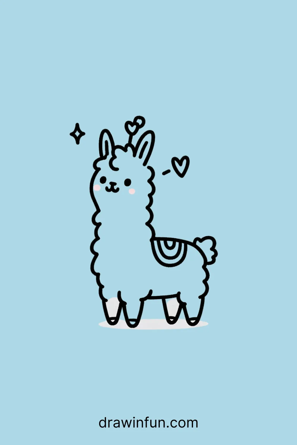 A llama with a small heart easy drawing