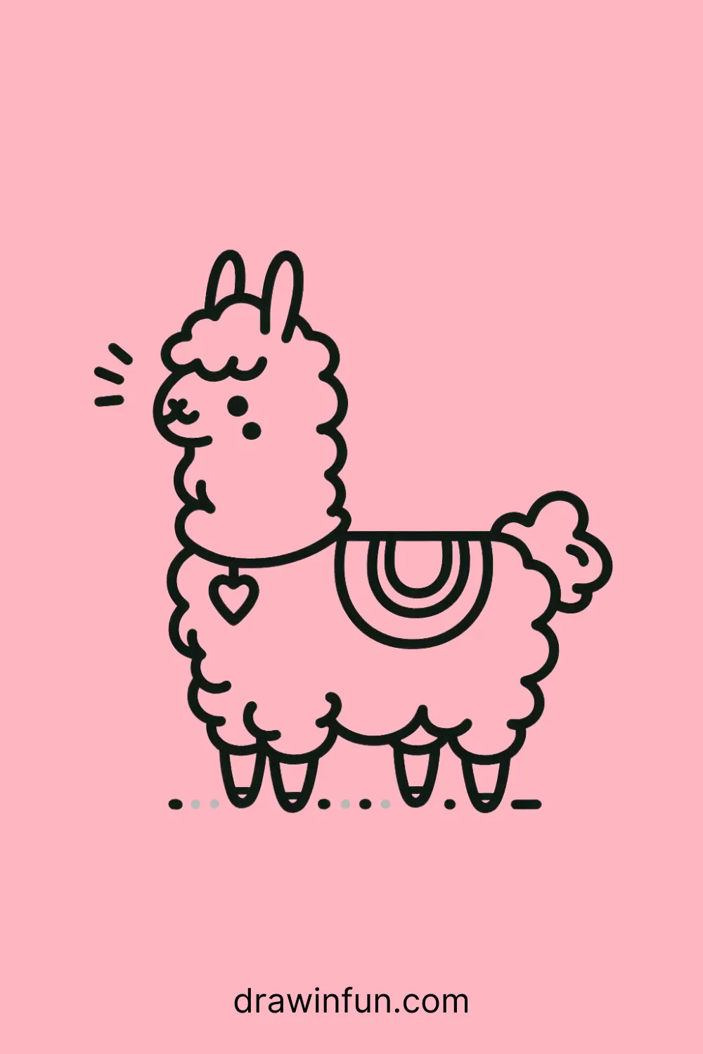 A llama with a small necklace easy drawing