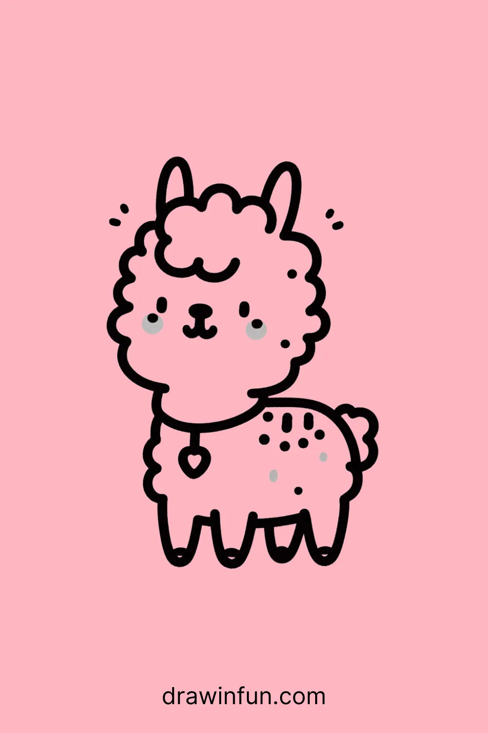 A llama with a small necklace easy drawing