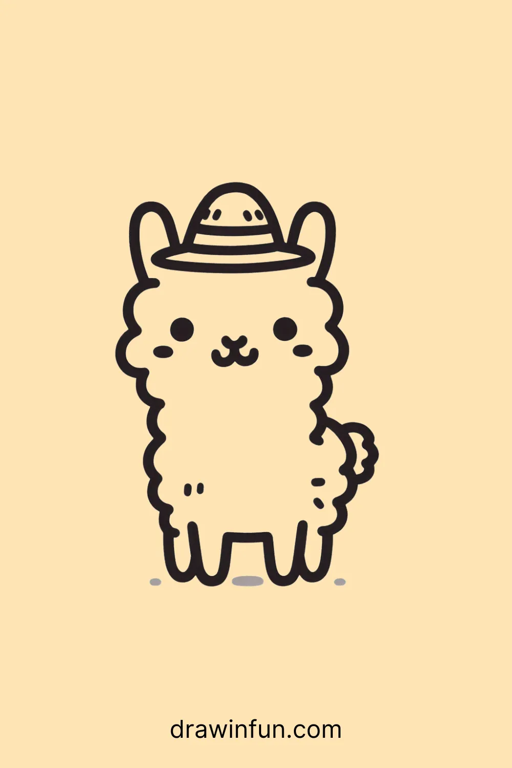 A llama with a sun hat easy drawing