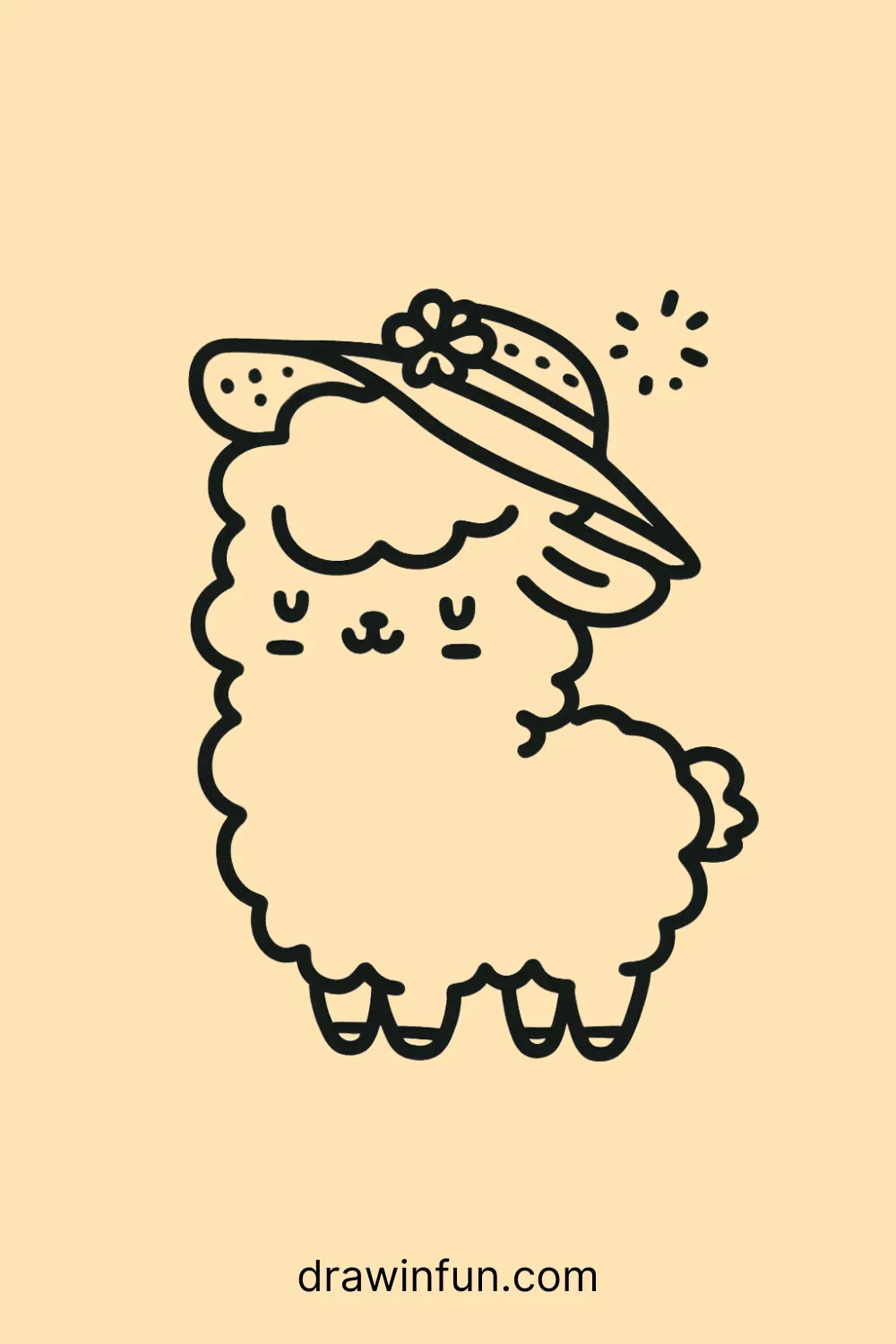 A llama with a sun hat easy drawing