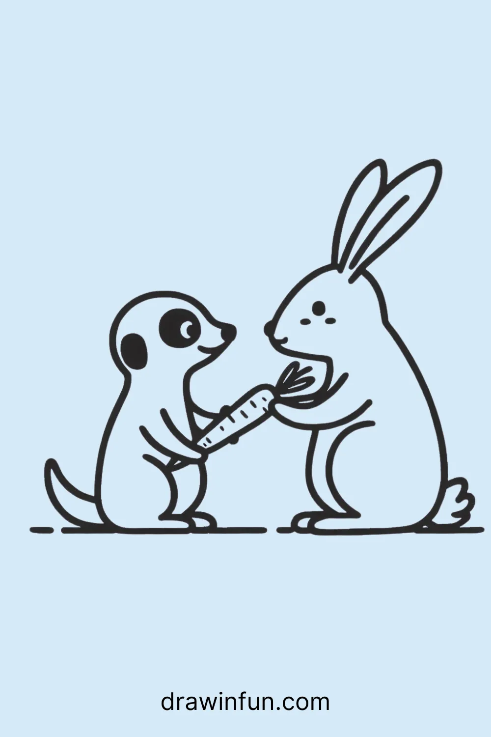 A meerkat and a rabbit easy drawing