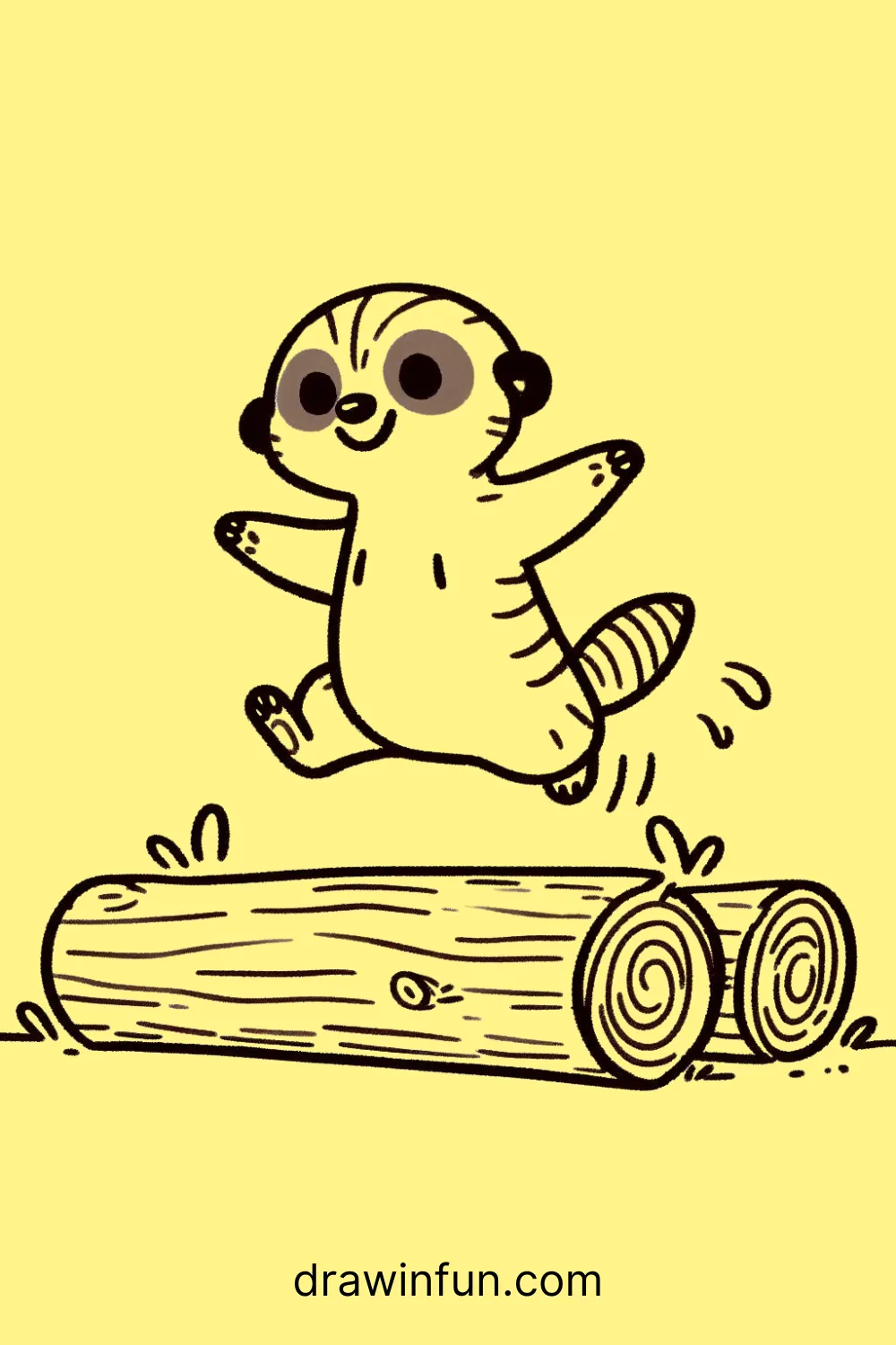 A meerkat jumping over a log easy drawing