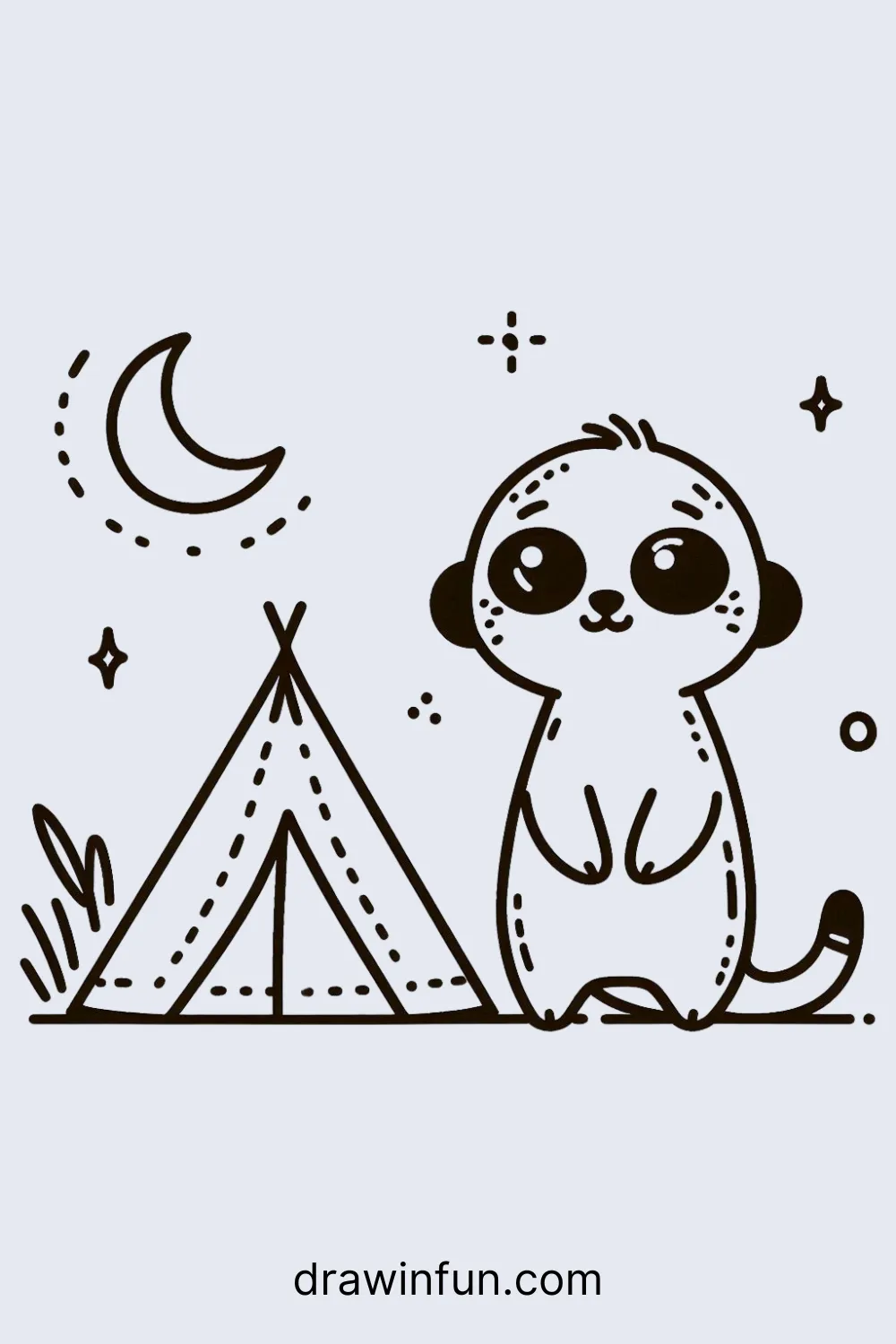 A meerkat camping easy drawing