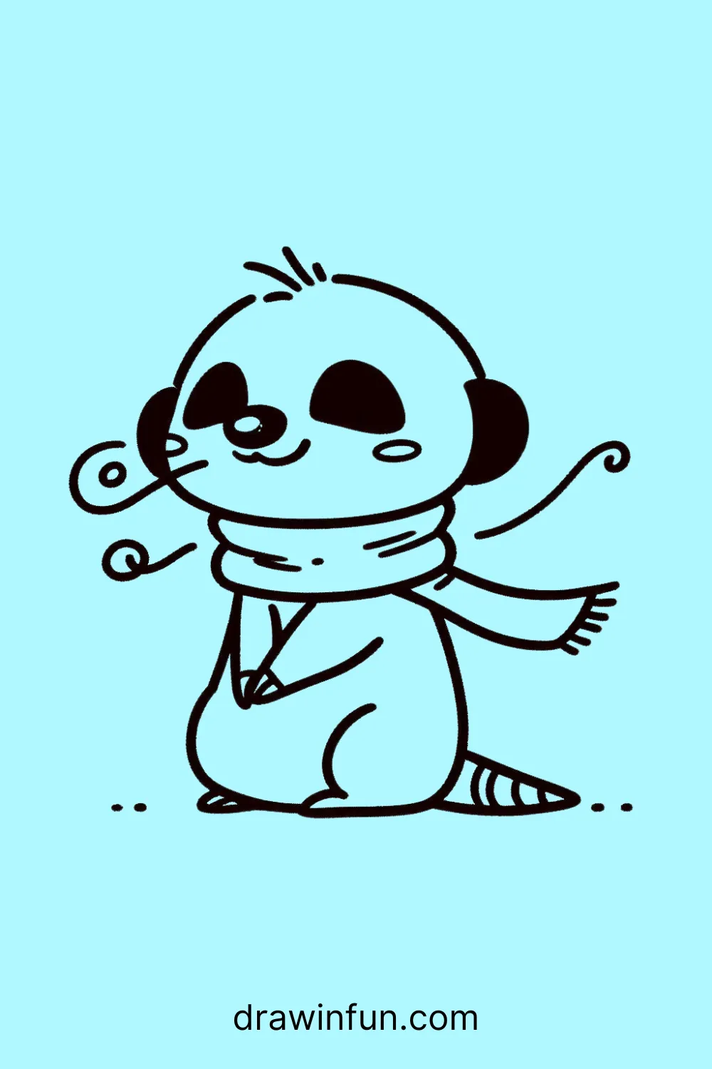 A meerkat with a little scarf easy drawing