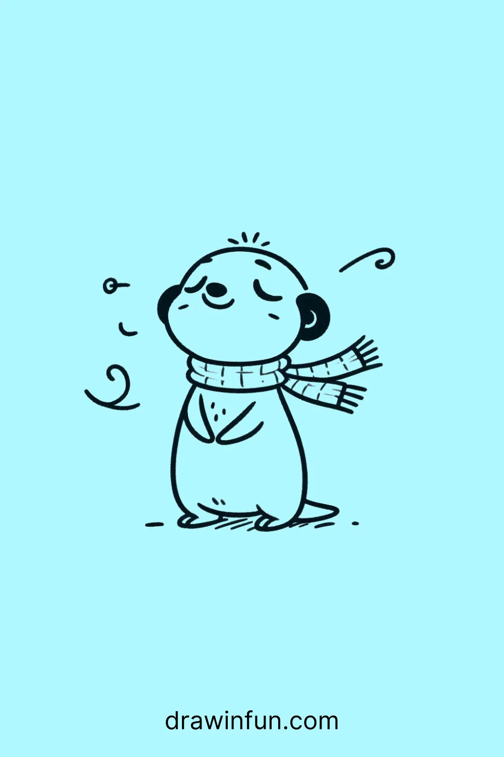 A meerkat with a little scarf easy drawing