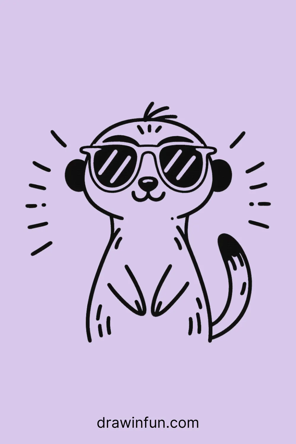 A meerkat with sunglasses easy drawing