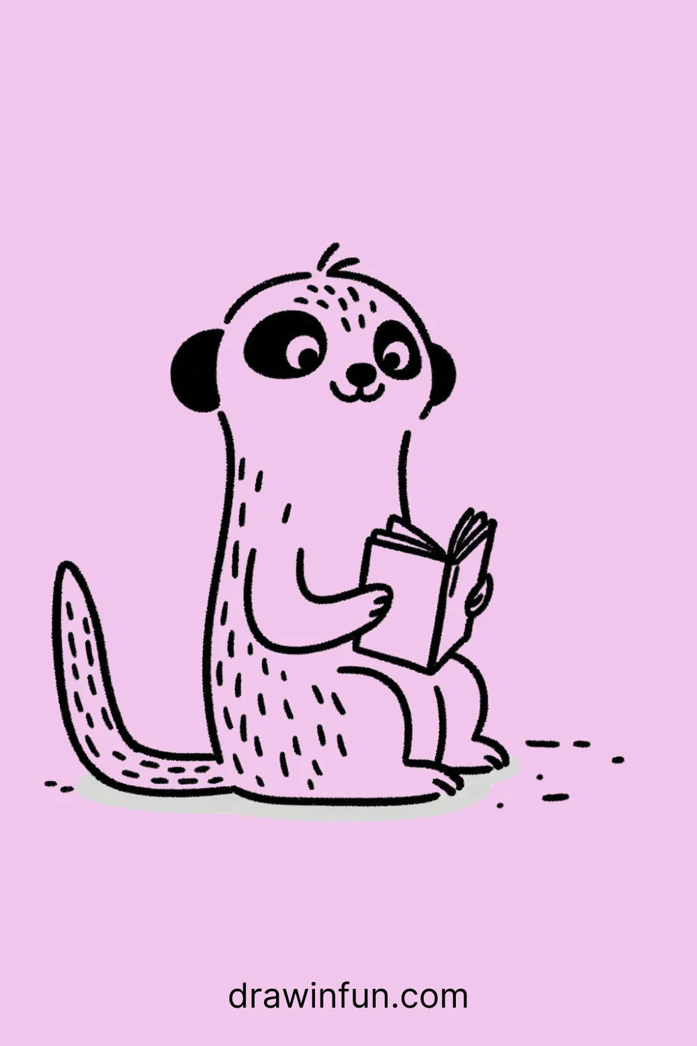 A meerkat with a book easy drawing