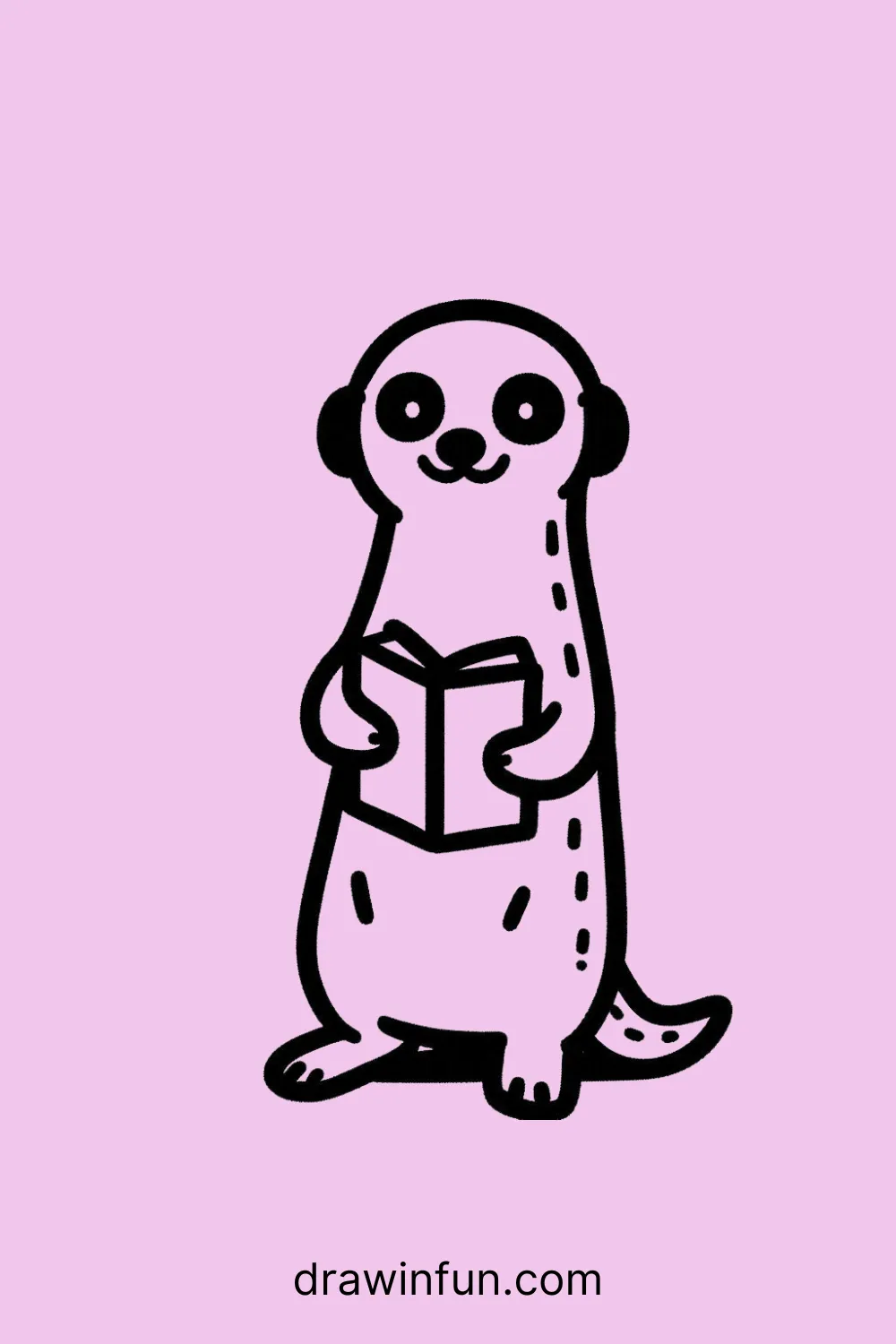 A meerkat with a book easy drawing