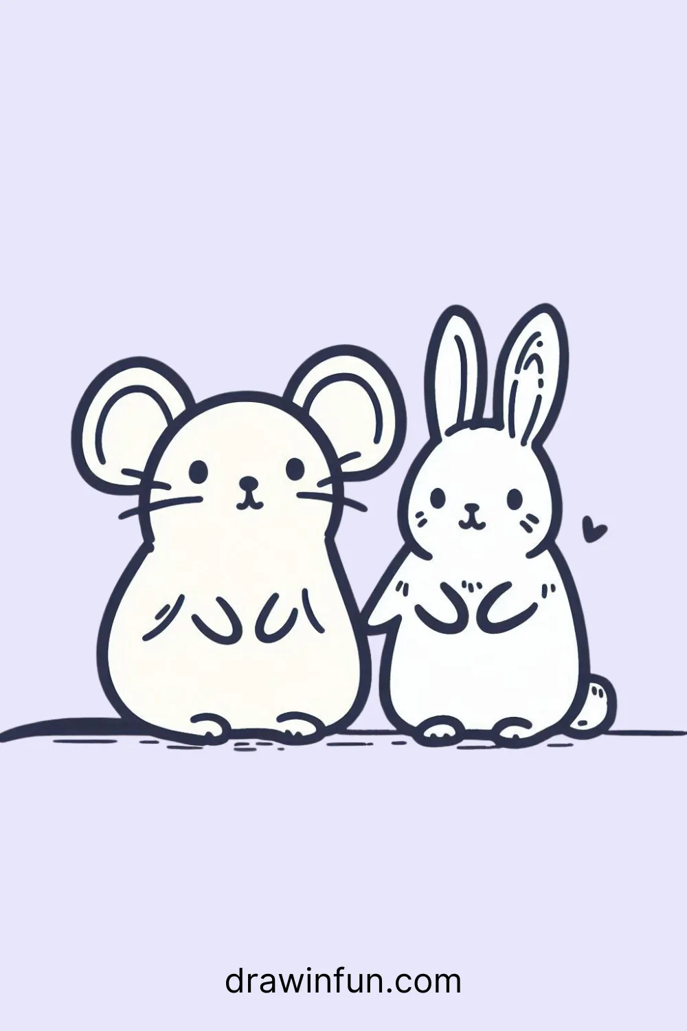 A mouse and a rabbit easy drawing