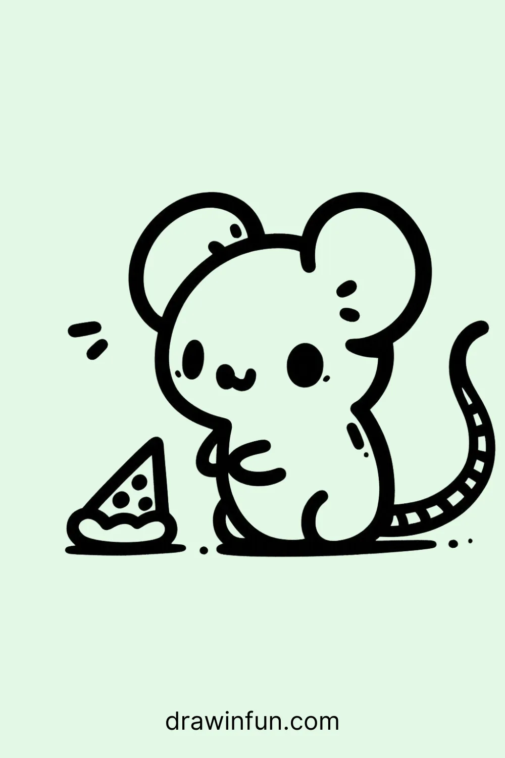 A mouse with a slice of pizza easy drawing