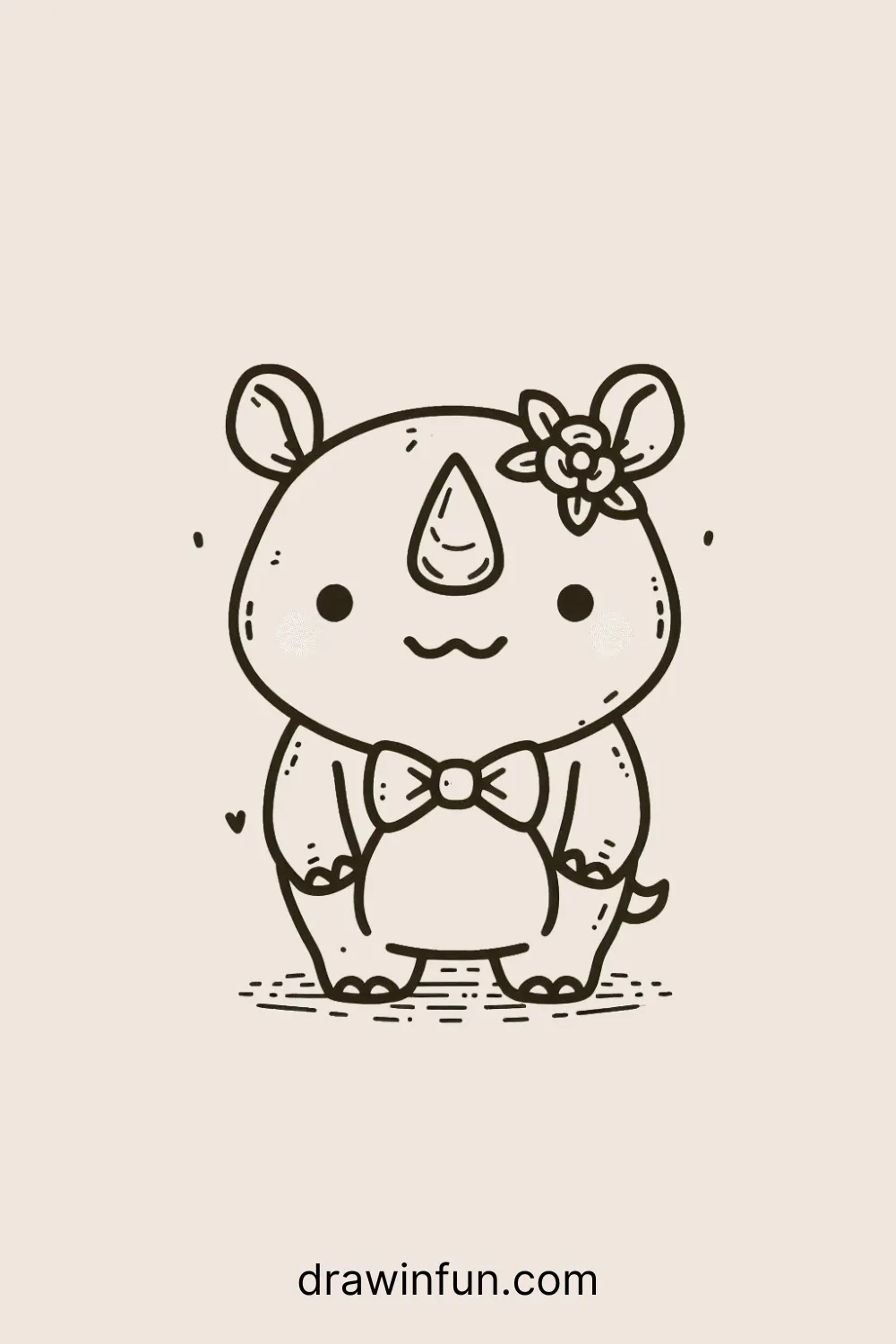 A rhinoceros wearing a bow tie easy drawing