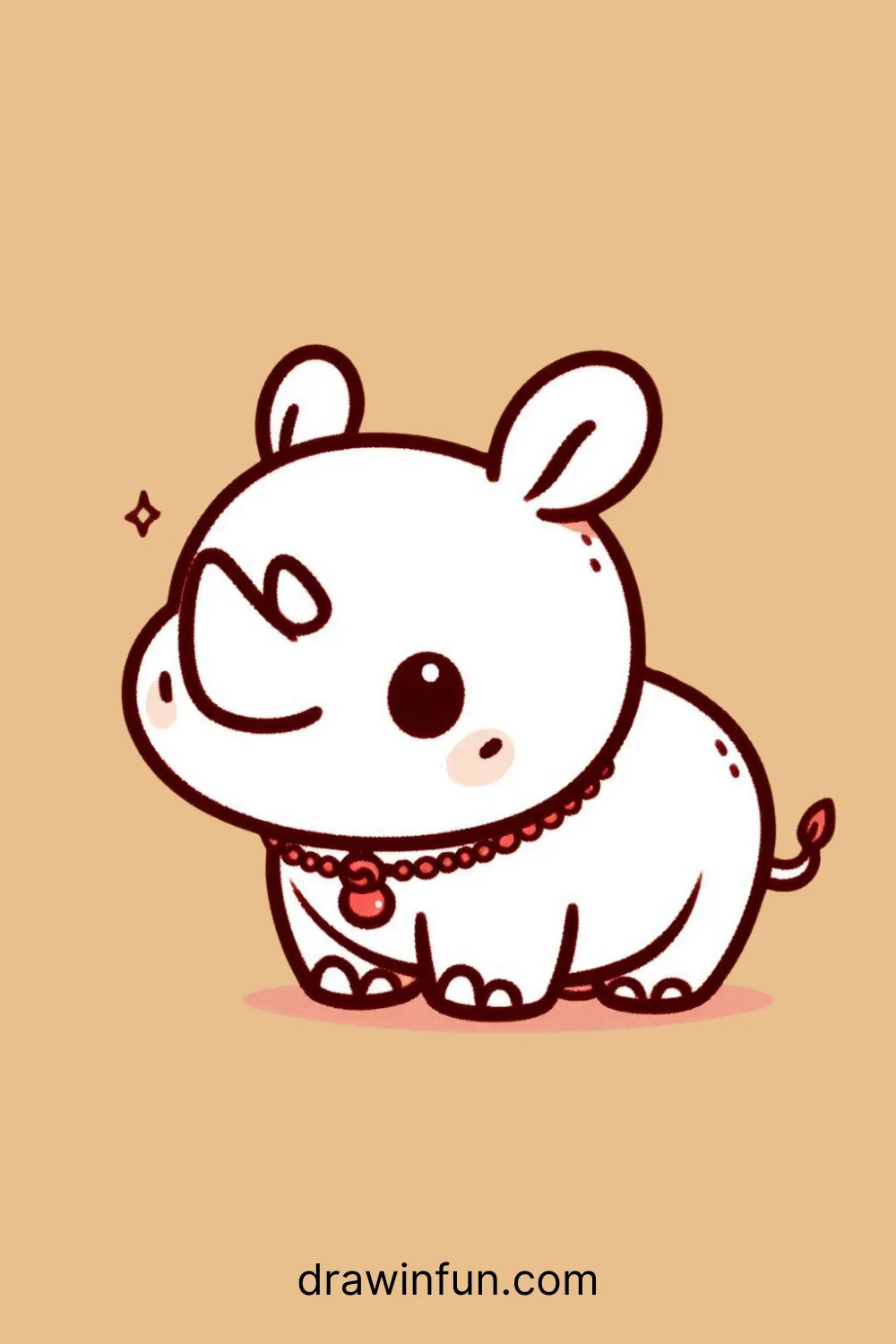 A rhinoceros wearing a necklace easy drawing