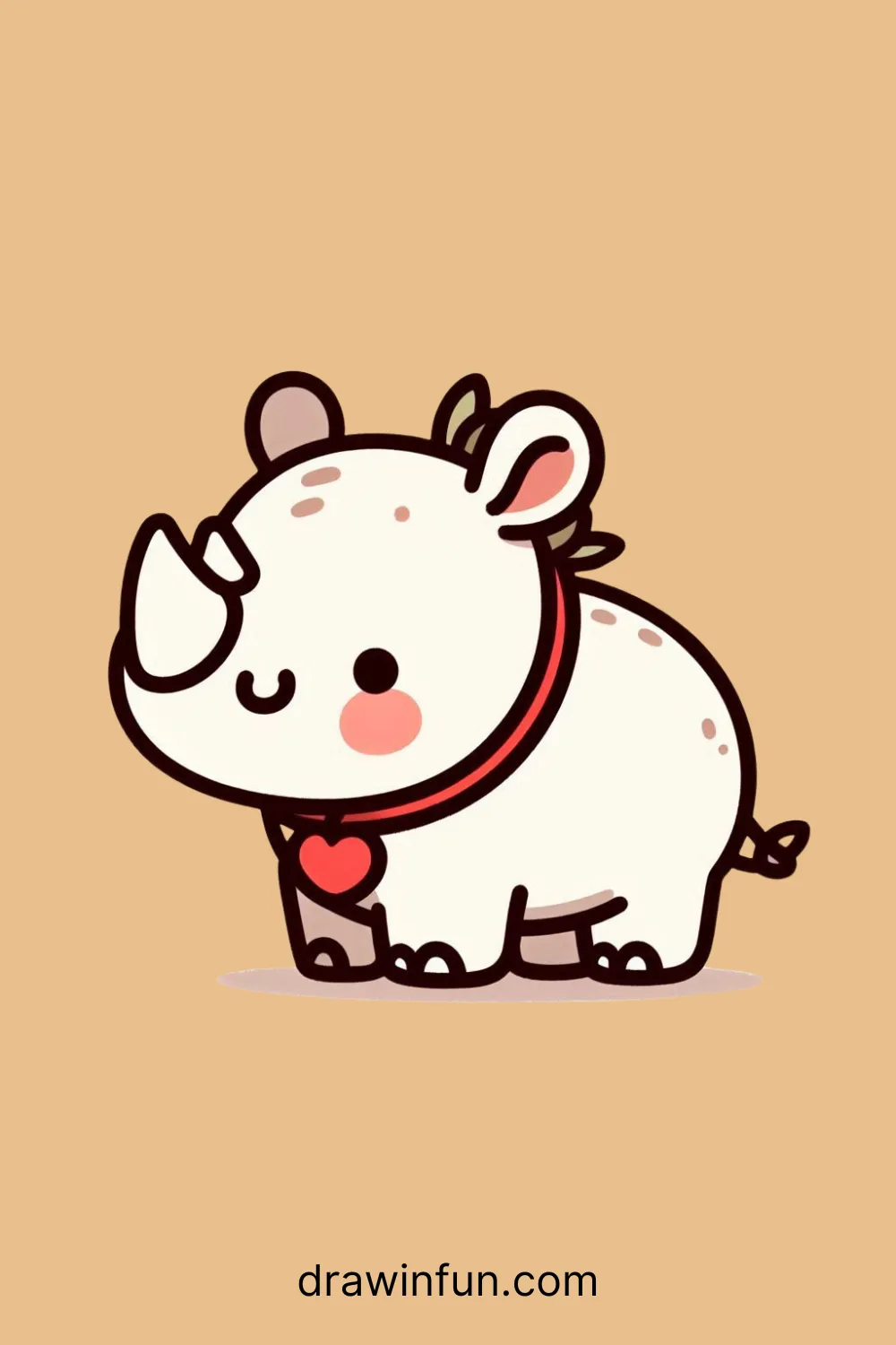 A rhinoceros wearing a necklace easy drawing